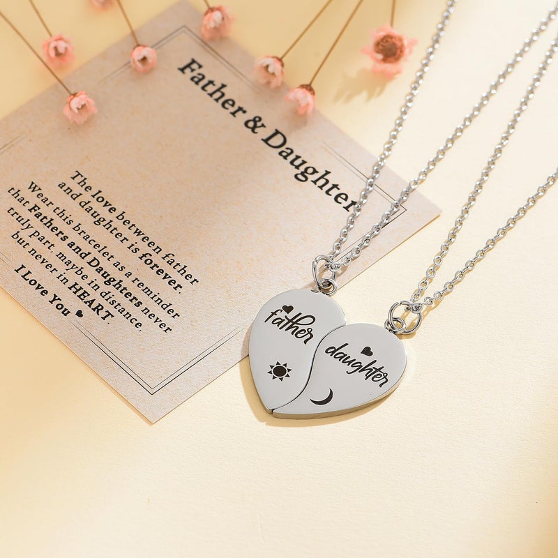 Yonhon Father Daughter Necklace for 2, Father Daughter Matching Bracelet Set for 2 - Image 3